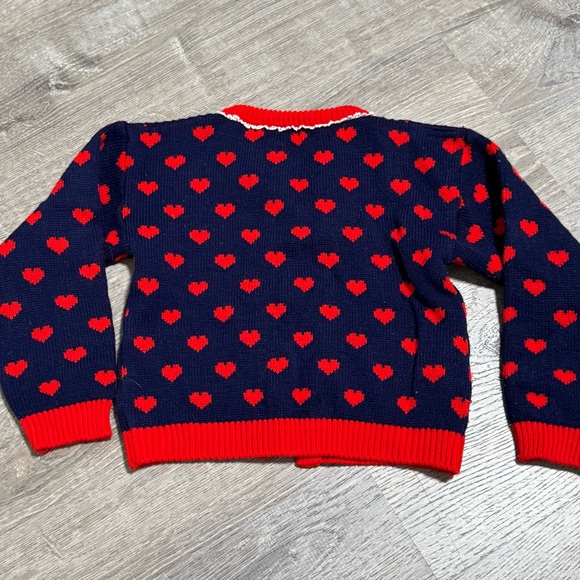 Vintage Girls Jelly Beans Hearts Bows Button Cardigan sweater 80s - Picture 4 of 6